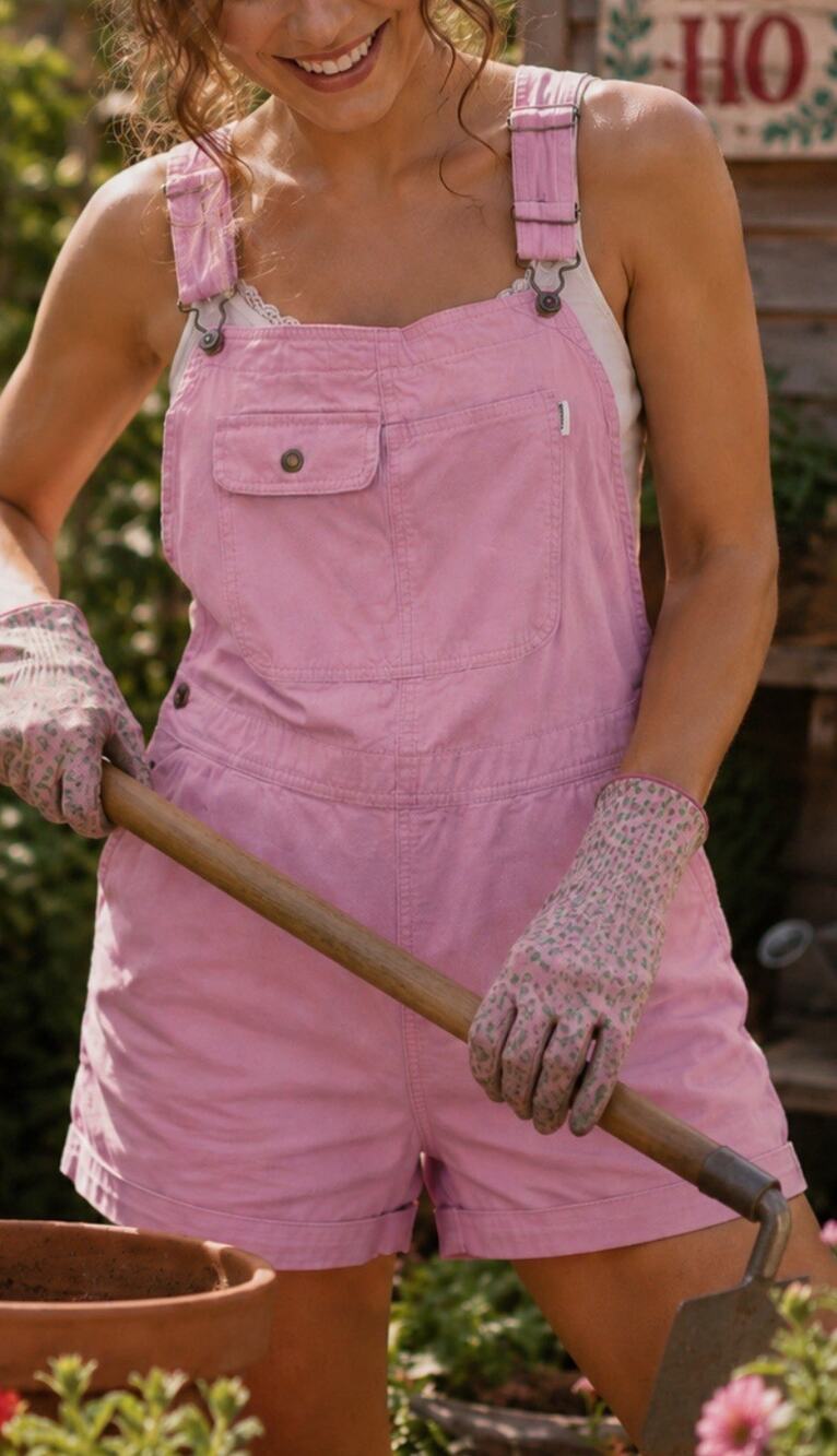 Duluth Trading Shortalls Sz XL Pink Short Bib Overalls Gardening Utility Romper